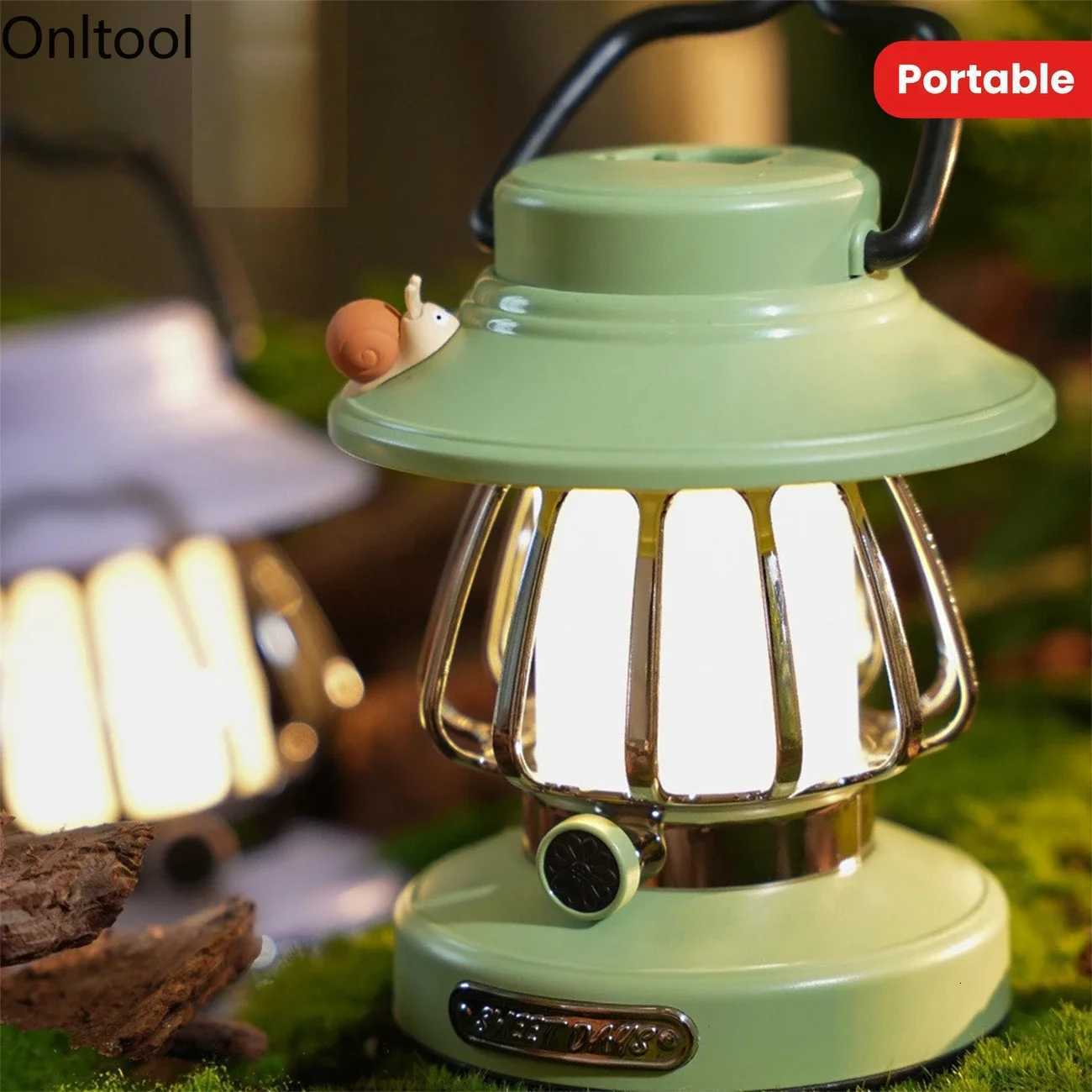1pc Cartoon Snail Retro Portable Hanging Camping Night Lamp USB Charging Camping Light Decoration Light For Courtyard Camping M251115