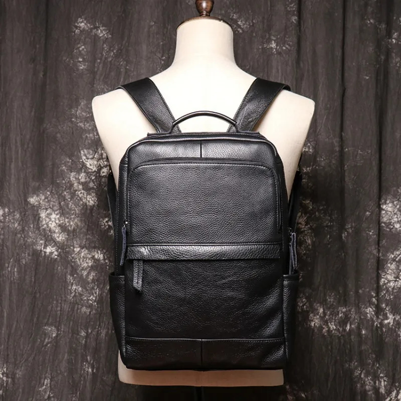 Mens Genuine Leather Backpack First Layer Cowhide Travel Hiking Handbag Large Capacity Laptop Backpack 251113
