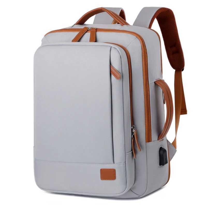 Expandable Oxford Backpack W/ Wet-Dry Pockets - Multipurpose Laptop Bag USB Port Dual Zippers for Business Travel Luggage BagW251114