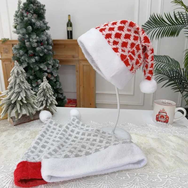 Christmas Hat Diamond Jacquard 3D Flannel Thick Warm Plush Holiday Party Decoration Adult Kids Xmas Winter Soft Comfortable Hat Y251115