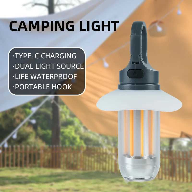 LED Rechargeable Flashlight Camping Lantern 5 Modes Super Bright Portable Hanging Tent Lamp Waterproof Hiking Fishing Outdoor M251115