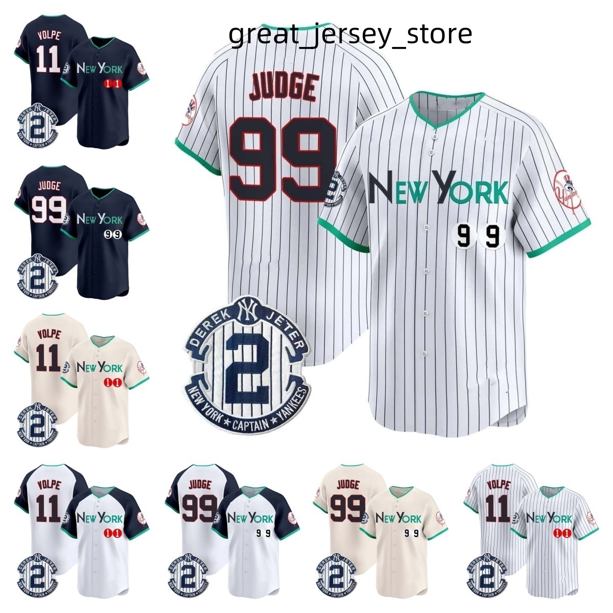 2025 Custom Baseball Jersey Men Women Yankees Judge Volpe S-3XL Derek Jeter Gerrit Cole Anthony Rizzo Cody Bellinger aa