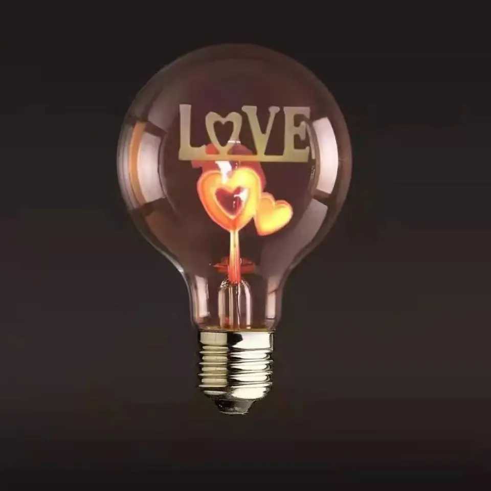Energy Saving Rose Flame Light Bulb Sunflower Love Art Light Bulb Atmosphere Screw Holder Creative Night Lamp Festival C251115