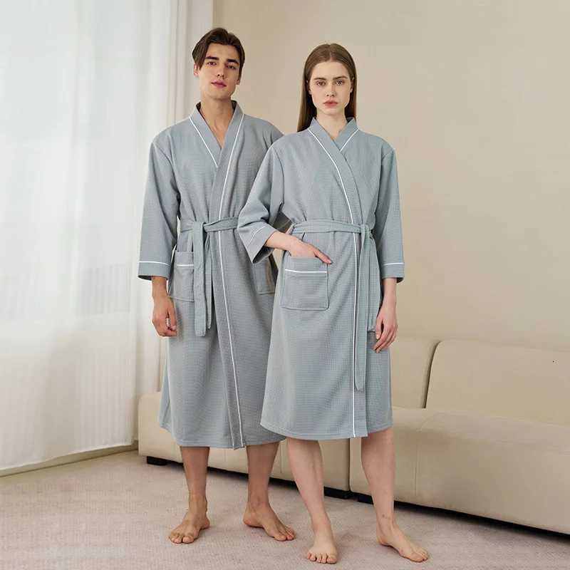 Waffle Robes For Women And Men Spring Summer Thin Bathrobenightgown Home Service Basic Quick-dry Hotel Bathrobe C251115