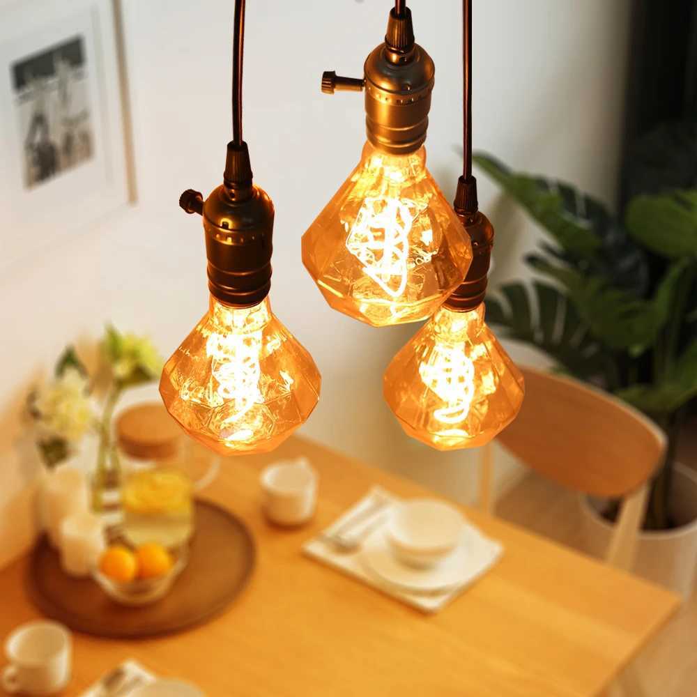 E27 LED Filament Light Bulb 220V 4W A60 ST64 T45 T185 G80 G95 G125 Retro Vintage ampoules LED Edison Lamp Spiral Bulb For Home C251115
