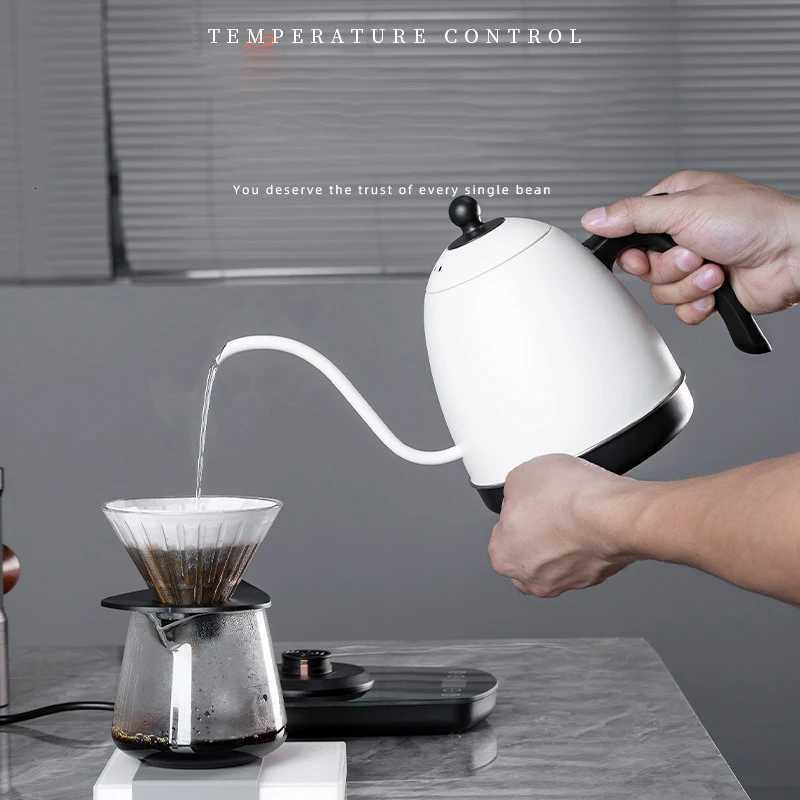 800ml Hand Brew Coffee Pot Intelligent Constant Temperature Electric Kettle Gooseneck Fine-mouth Stainless Steel Teapot Kettles Y251114