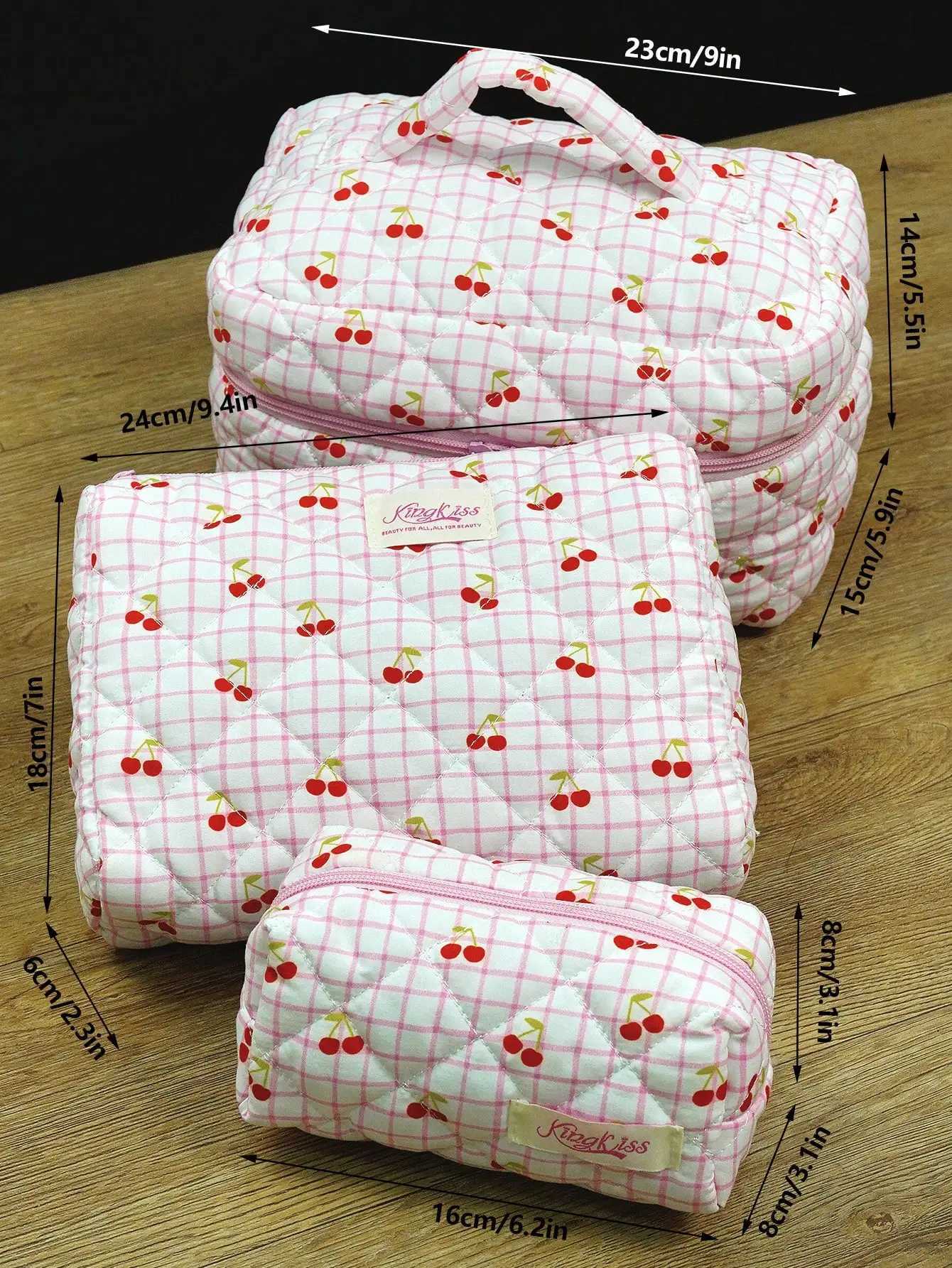 1 piece/set cherry printed zipper makeup bag cute floral makeup bag Y2K Ahetic portable toilet bag makeup storage bagXJ250415