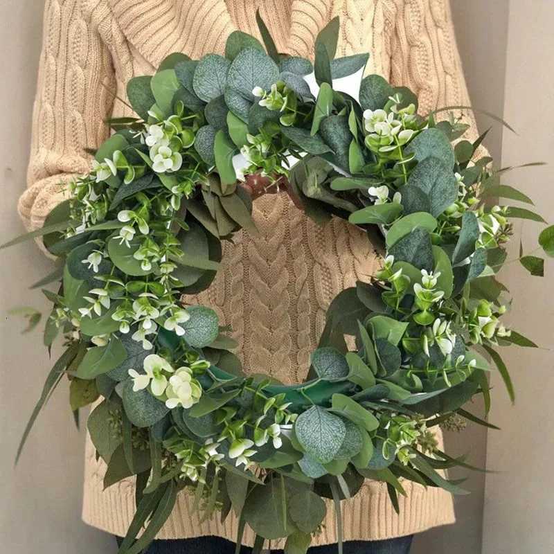 Eucalyptus Wreath Flowers Gifts DIY Rattan Creative Artificial Garland Hanging Pendants Wedding Decoration Home Party DecorM251115