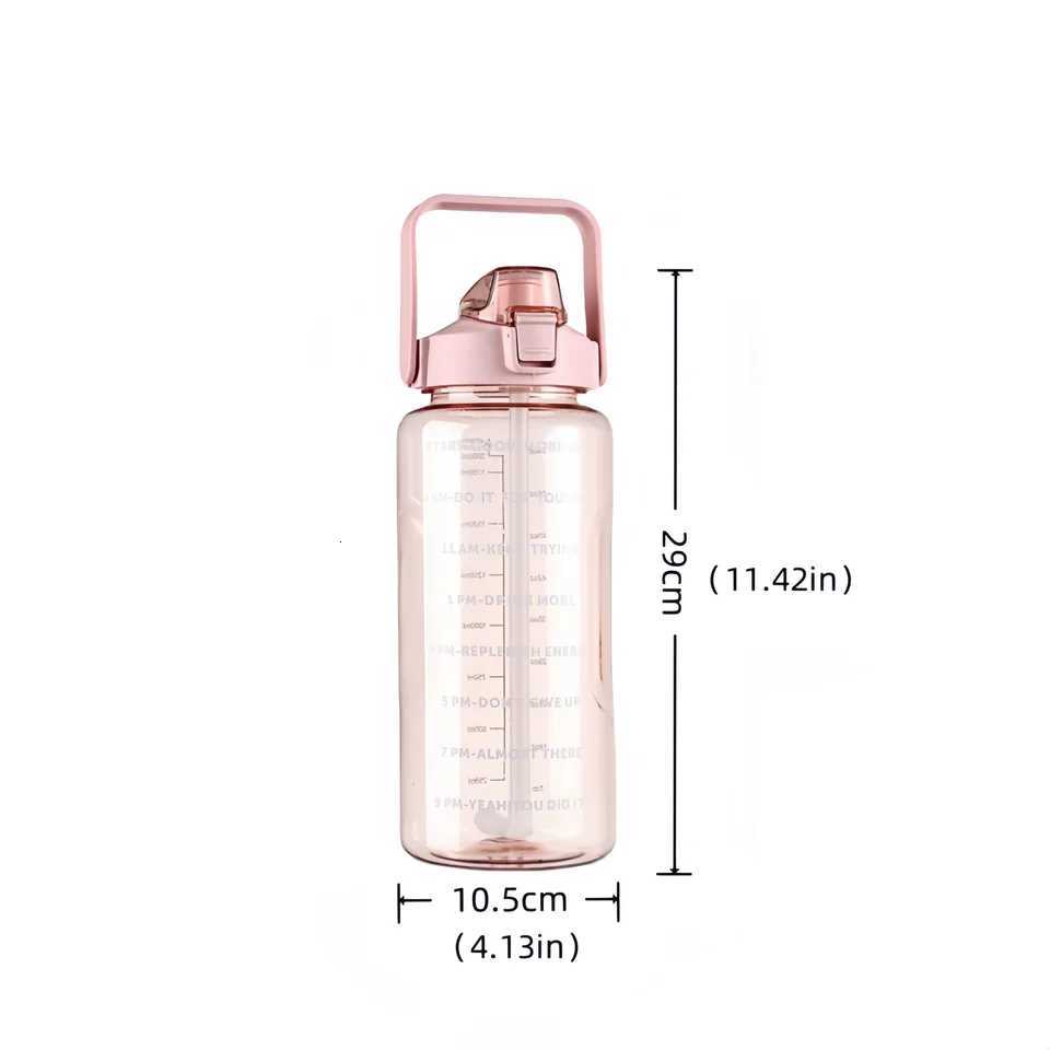 2000ml Large Capacity Sports Water Bottle with Handle Leakproof Plastic Fitness Adult Drinking Cups Outdoor Travel Hiking Gym JuW251114