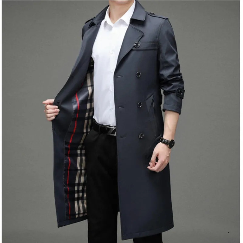 solid color pattern business casual single windbreaker high-quality mens windbreaker with a lapel 250415