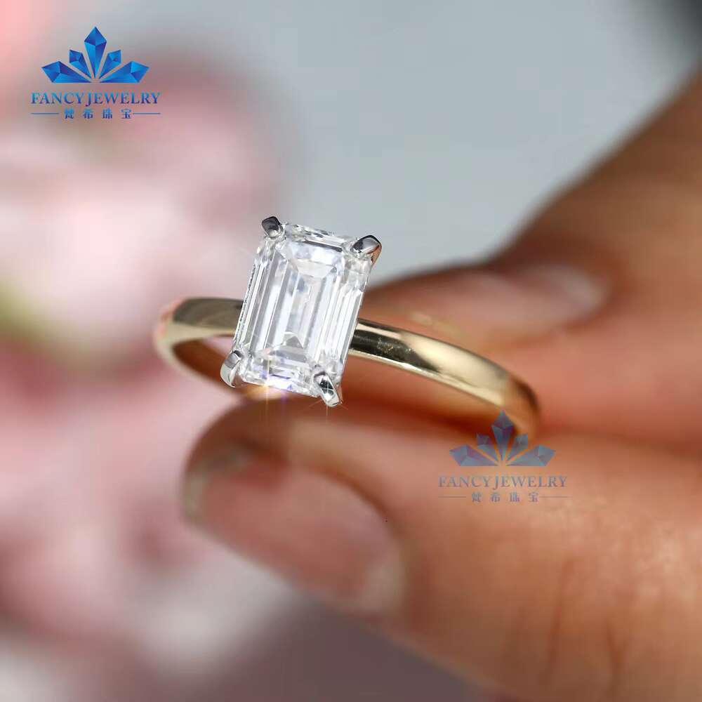 Hot Sale Customized 2ct D/VS1 Emerald Cut Diamond Engagement Ring IGI Certified S925 10k 14k 18k Gold Fine Classic Jewelry for
