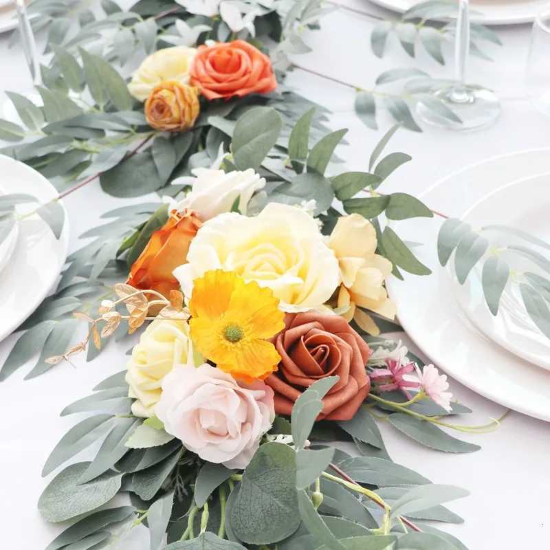 Mori Outdoor Wedding Long Table Flower Sign-in Table Vine Arch Flower Simulation Wedding Photo Props Banquet DecorationM251115