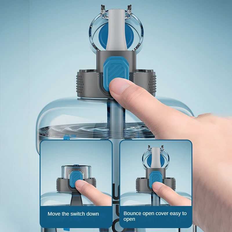 1700ML/2500ML/3800ML Fitness Cup Bpa Free Drinking Bottle Large Capacity Portable PC Sports Water Bottle With StrawW251114