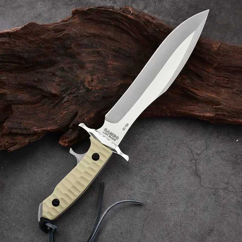 RAMbo MK9 Outdoor Straight Sharp Outdoor Tactical 9cr18 Fixed Bald G10 Handheld JungLE Surfing Adventure Equipment KnifeXJ250415