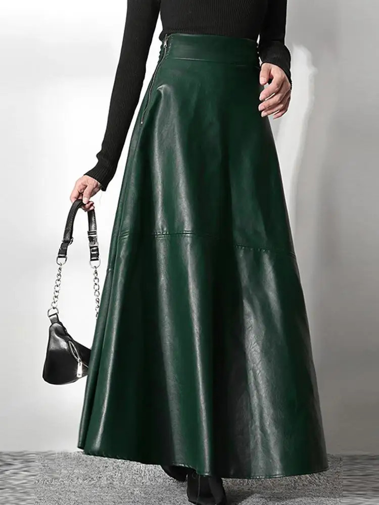 ZANZEA Womens PU Leather Maxi Leather 2023 Spring Elegant OL Long Saias Fashion Solid Faldas Casual High Waist Zipper Jupe 250324
