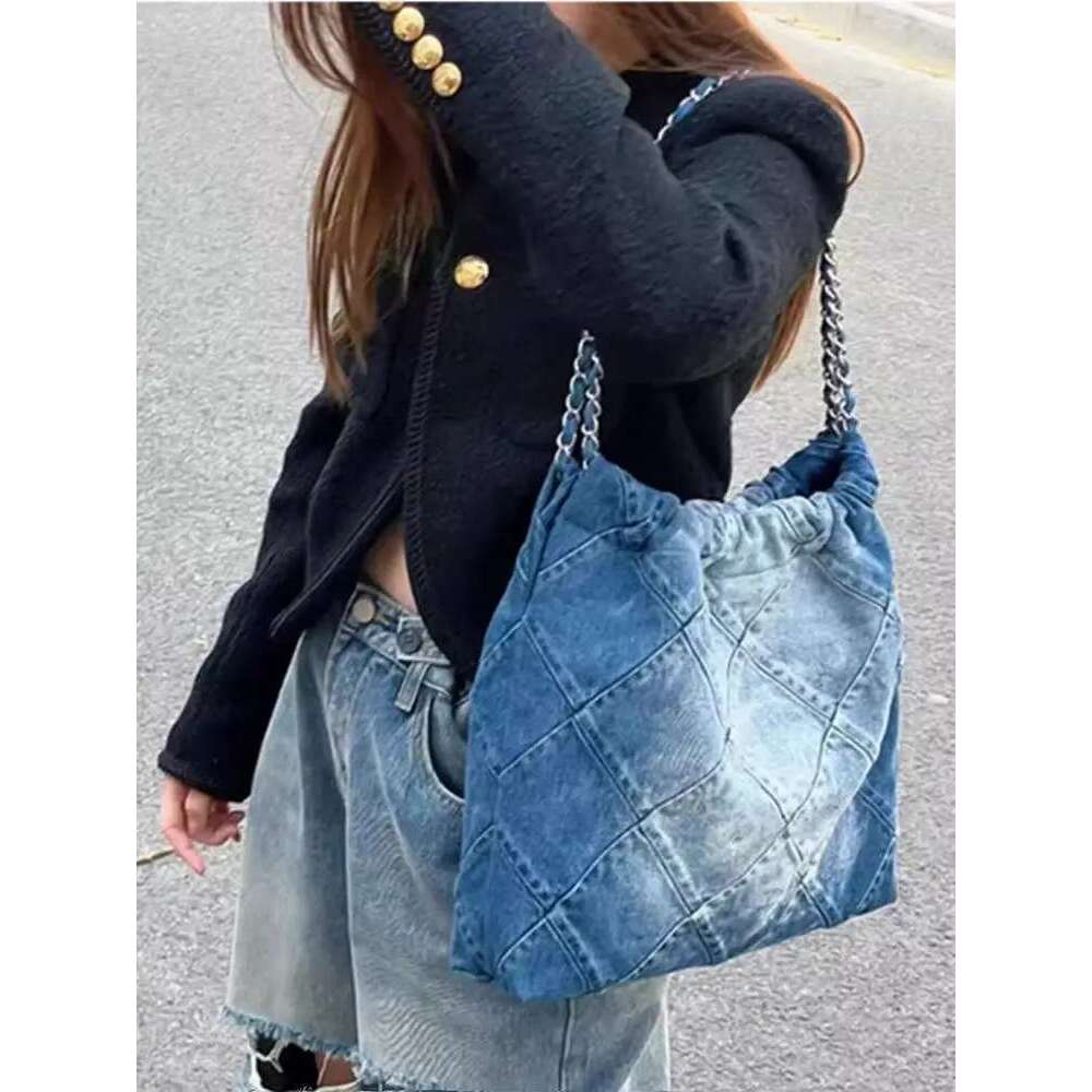 Designer Bag JIAERDI Y2k Grunge Denim Tote Women Vintage Casual Large Capacity Handbag Purse Female Retro Haruku Aesthetic Shoulder Bag
