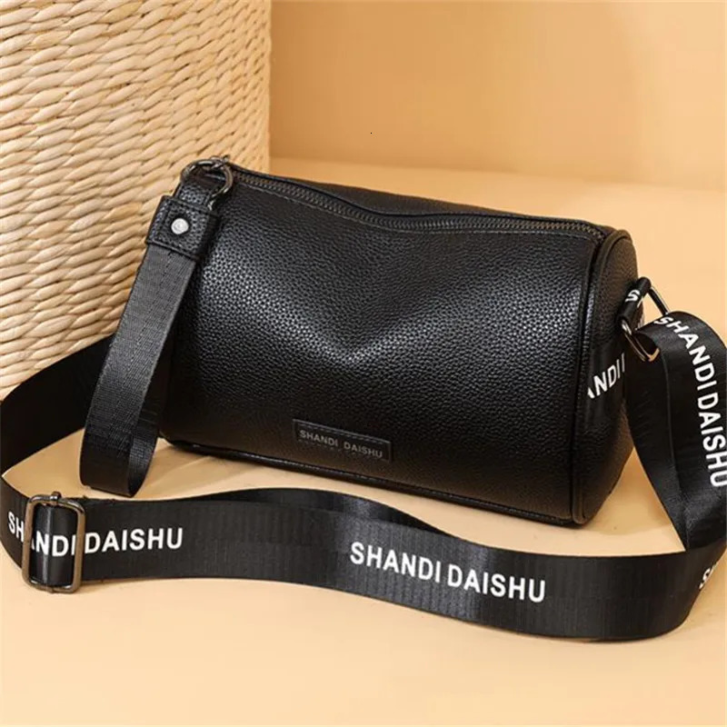 Womens cross body bag waterproof soft leather pillow shaped shoulder bag with adjustable shoulder straps zipper closed arm bag 250410