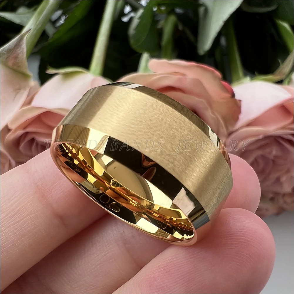 10mm Black Tungsten Carbide Ring for Men Women Fashion Engagement Wedding Band Beveled Edges Matte Finish Comfort Fit 250414