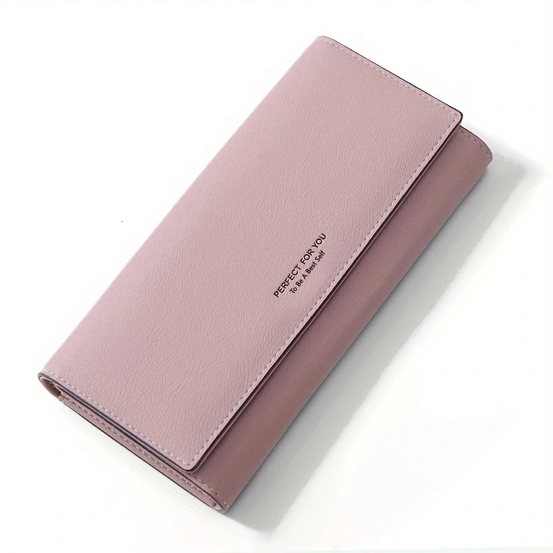 Simple Womens Leather Wallet Clutch Womens Long Wallet Womens Wallet Clip Card Clip 250410
