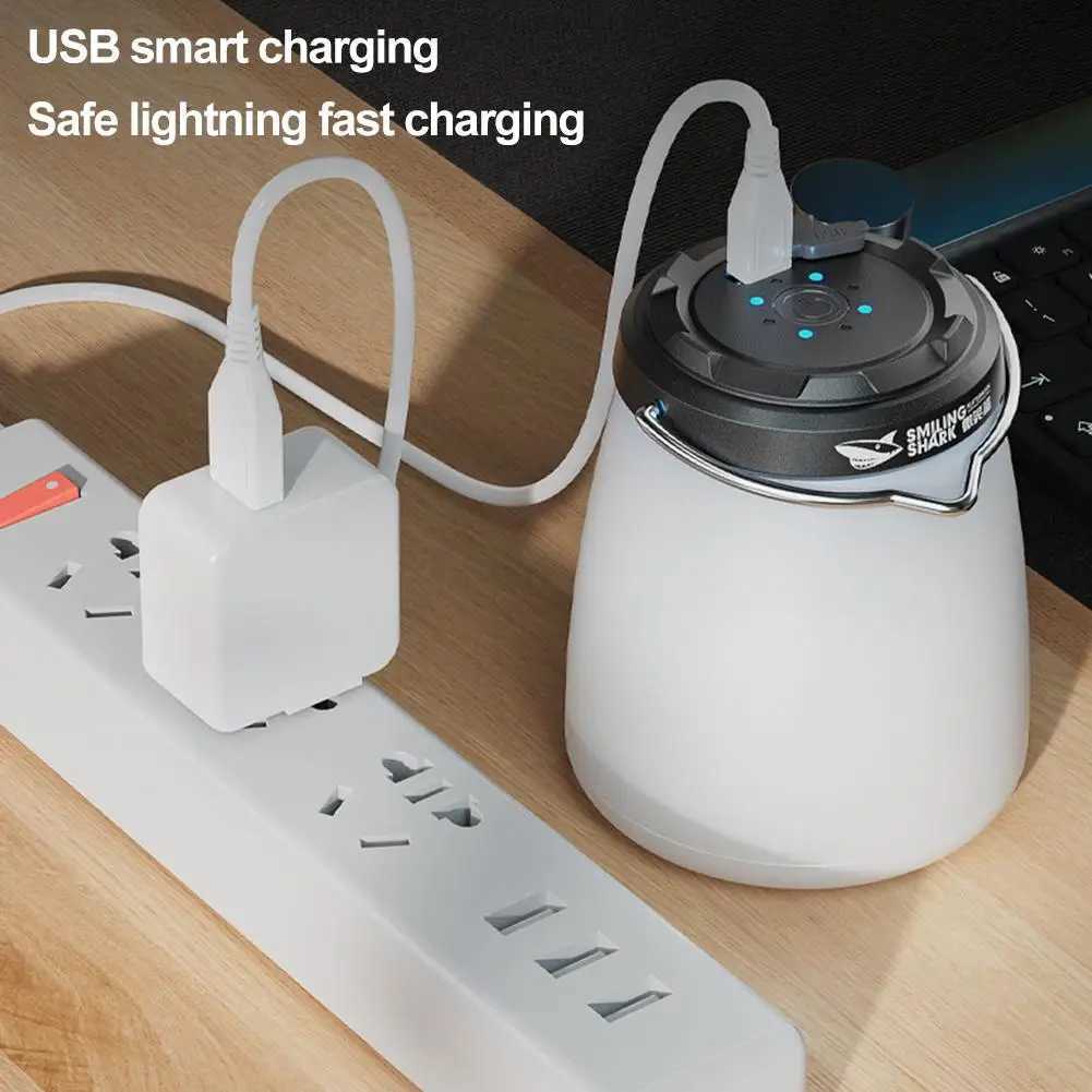 LED Camping Lantern with Power Display ABS Wide-Angle Tent Light with Built-in Hook Portable Outdoor Lighting M251115