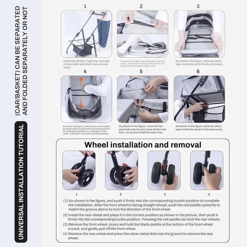 Pet Cart 3-in-1 Folding Dog Cart Multi functional Dog and Cat Jogging Cart with Detachable 4-Wheel Folding Pet Cart X250415