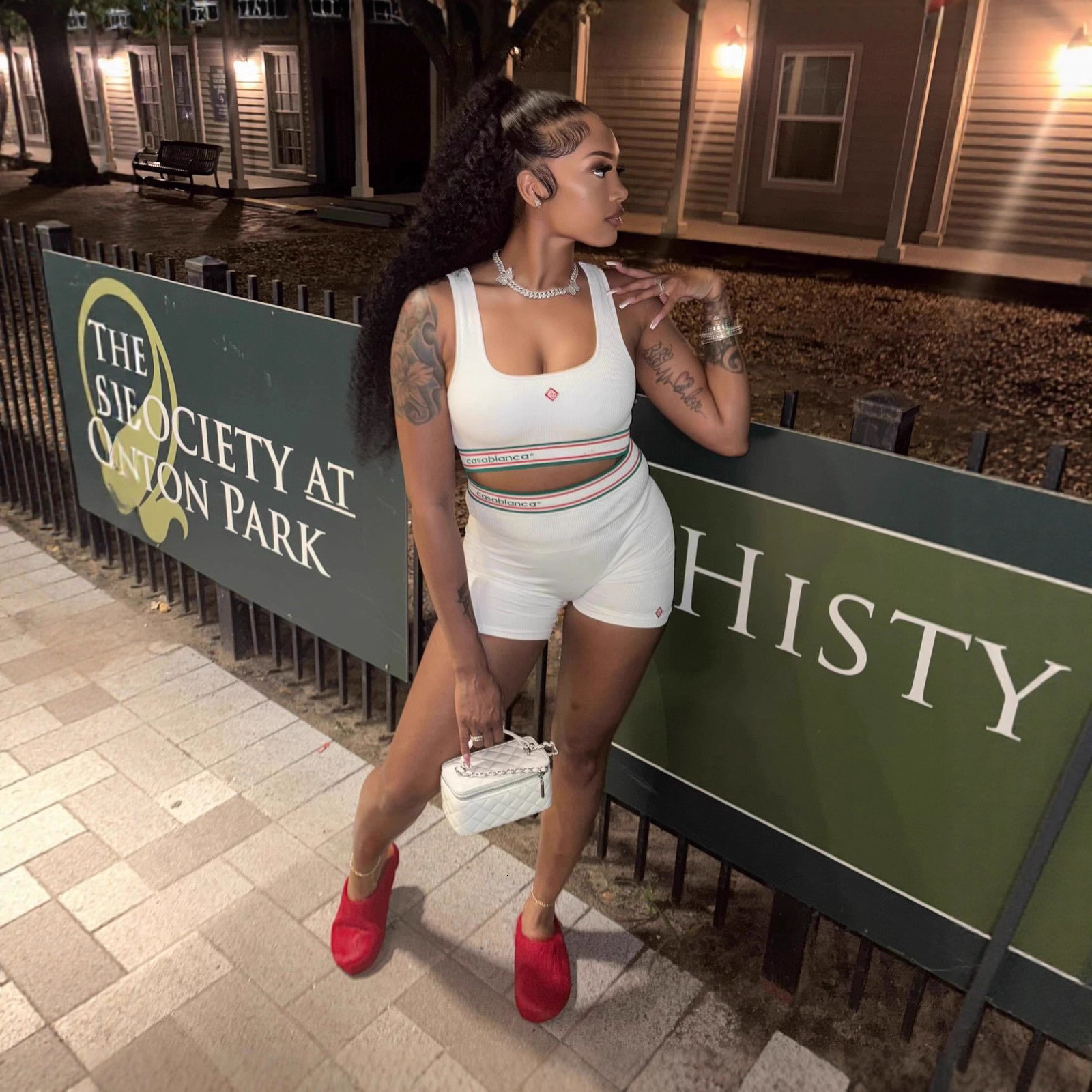 FC1383 Casual Street Sexy Hot Girl Printed Tank Top and Shorts Set Two-Piece Set 240321