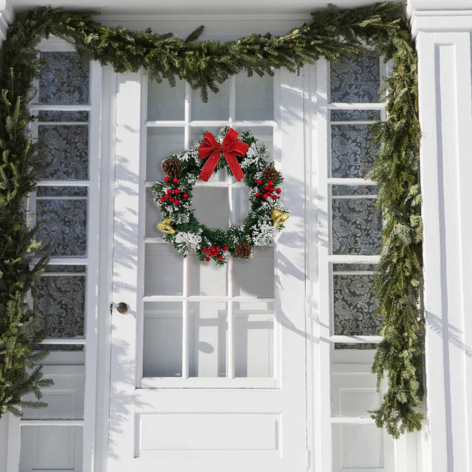 20-40CM Christmas Decorations Christmas Wreath Winter Hanging Front Door Window Wreath for Xmas Tree Garland Holiday WallM251115