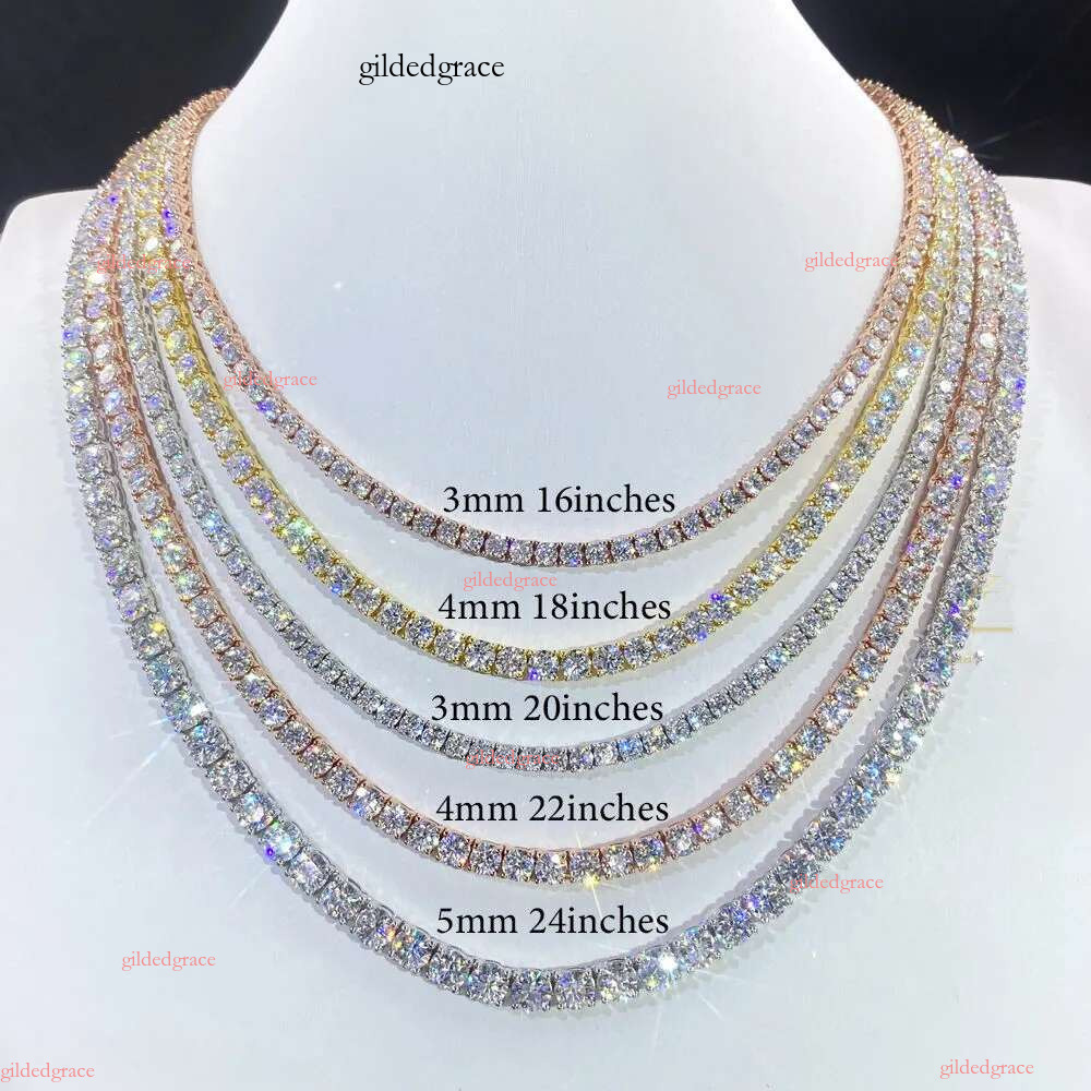 fashion classic tennis 2mm 3mm vvs moissanite 7-24 inch womens and mens Fashionable man bracelet necklace hip hop Hip hop dia chain jewelry gift