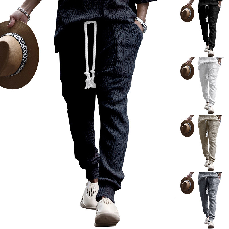 2025 Spring and Autumn New Casual Loose Jacquard Knitted Leg Tight Men's Sports Pants