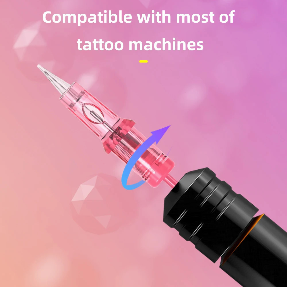 AMBITION Pink Tattoo Cartridge Needles 0.2mm 0.25mm 0.m 0.35mm Round Liner Mix Needle 1rl 3rl 5rl Wireless Tattoo Machine 250409