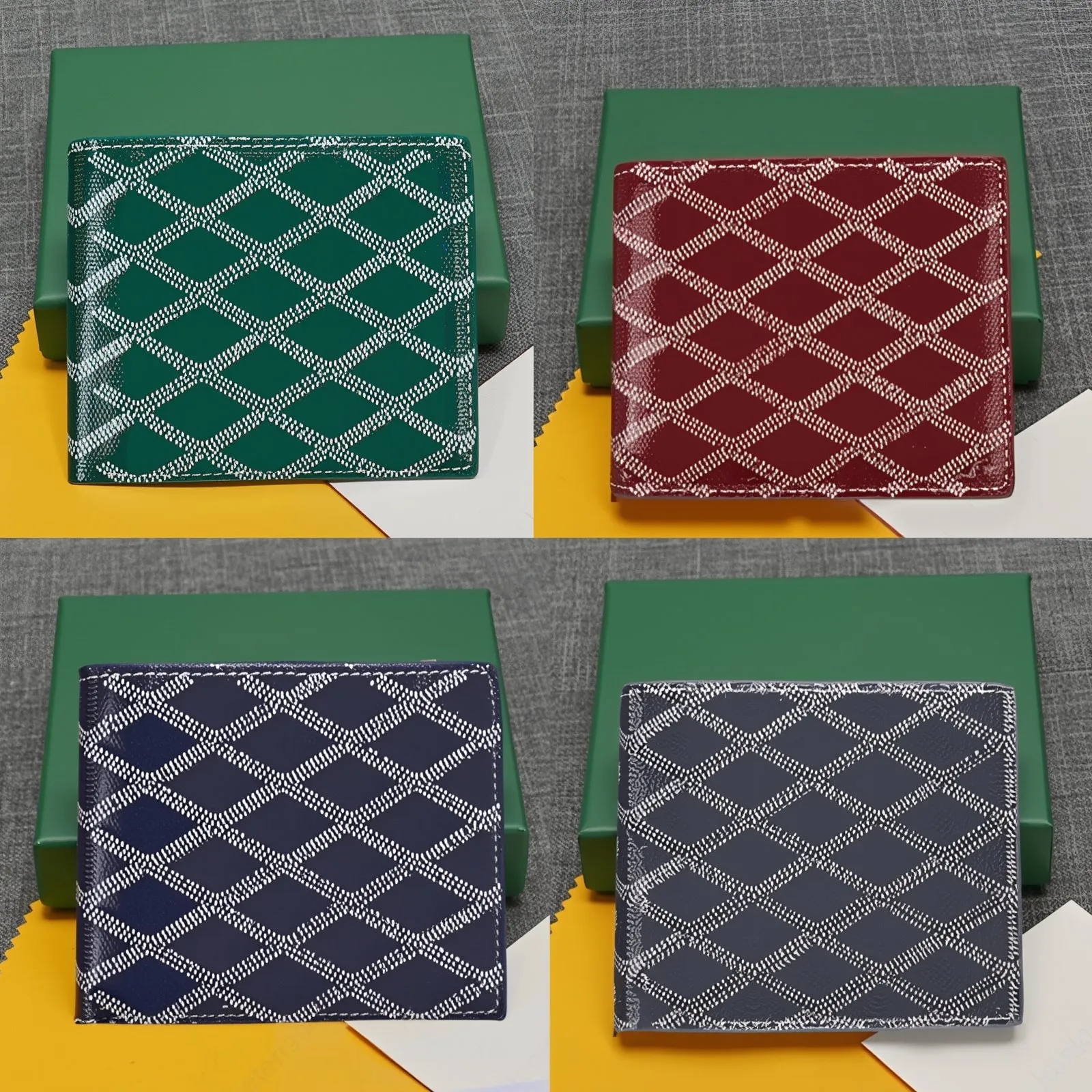 10A5A Genuine leather Designers Men wallets flower card holder women fashion plaid style purse mens Clutch wallet luxurys Man Bags with box
