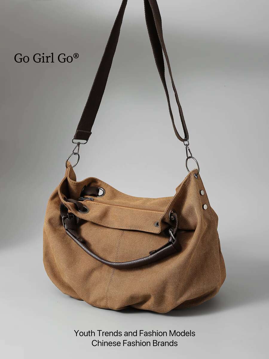 2025 New American Workwear Commuting Can Be Slung Over Canvas In Maillard Color Series Tote Bag