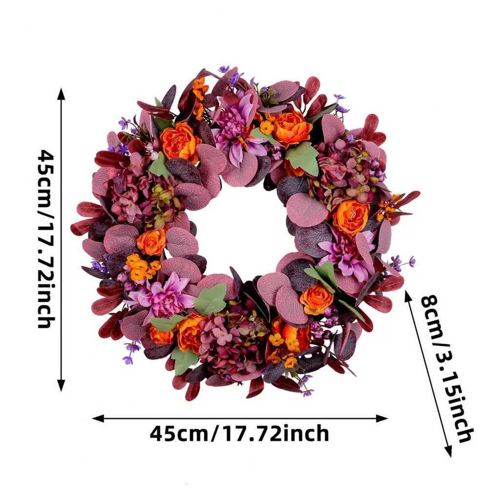 Realistic Autumn Decor Vibrant Fall Wreath with Bow-knot Design for Thanksgiving Front Door Decoration Easy to Hang Autumn for AM251115