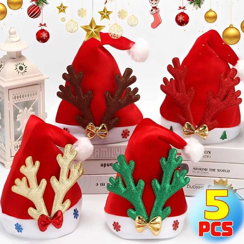 Christmas Hat Velvet Adult Deer Antler Bows Christmas Hats Home Festival Gathering Photography Decoration Props New Years Gift Y251115