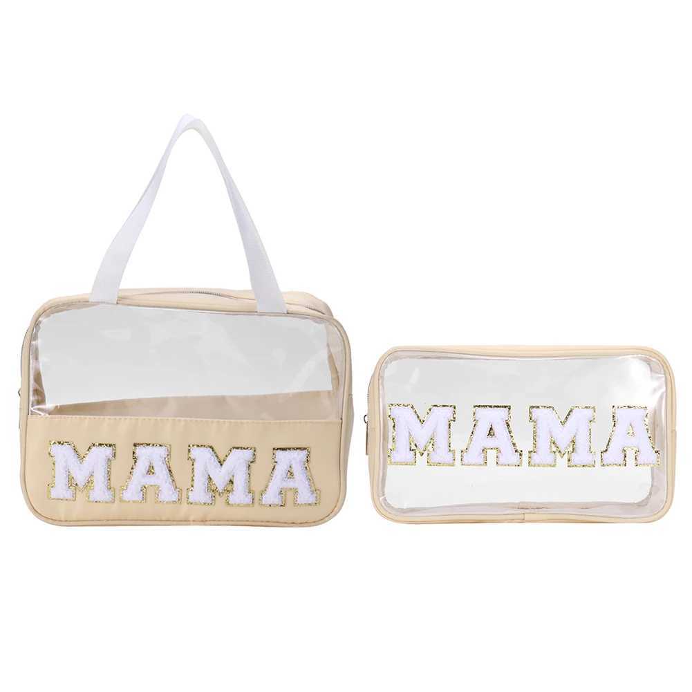 Womens toilet bag large travel makeup bag womens makeup bag transparent letters mothers makeup box storage bag handbagXJ250415
