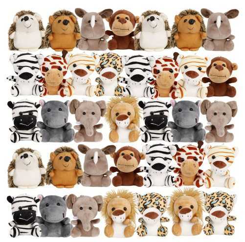 1236 PCS Small Safari Stuffed Animals Bulk 12cm Jungle Animal Mini Plush Toys for Party Favors Birthday Baby Shower Gift Bags Y250925