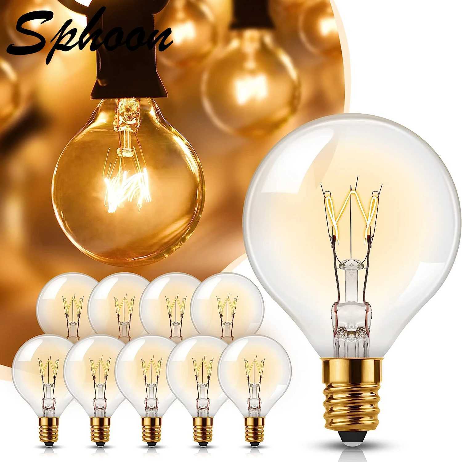 10pcs 7W Incandescent Edison Light bulbs E12 Base G40 110V 220V Bombilla Warm 2200K Decorative Tungsten Bulb For String Light C251115