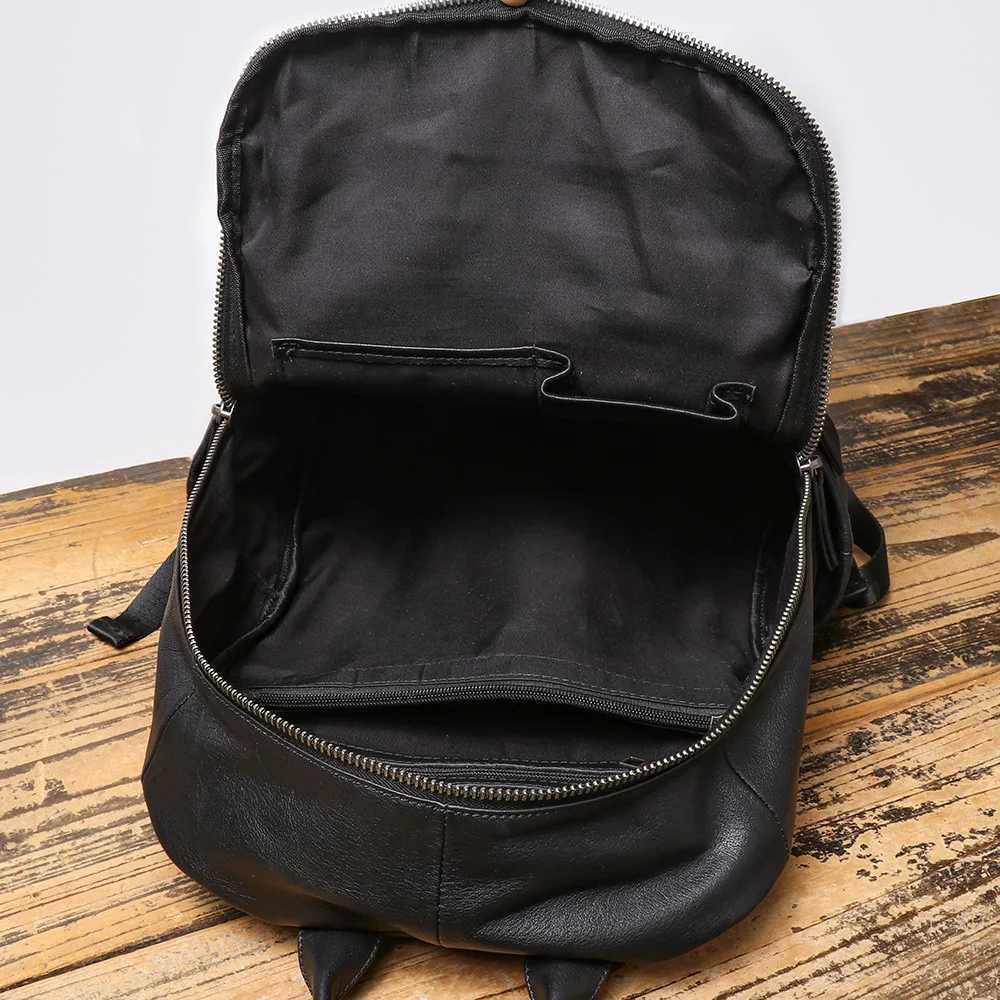 Mens Genuine Leather Double-Shoulder Backpack Top-Grain Leather Travel Bag Large-Capacity Laptop BagW251114