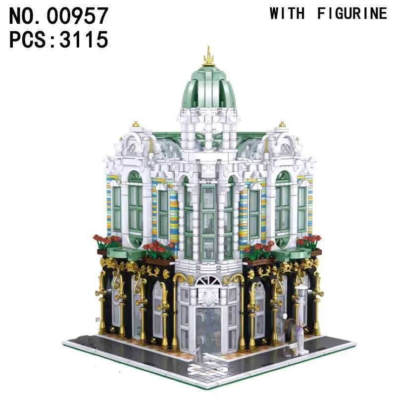Model Town Layout Collection Featuring a Realistic Gem Cycle Emporium Structure Made of Small -Like Pieces