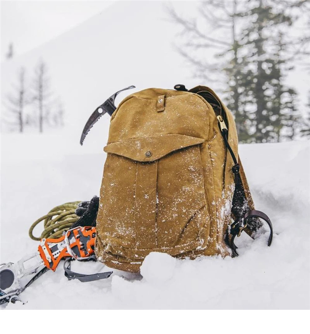 Retro backpack outdoor large capacity travel backpack waterproof canvas decal leather hiking bag 250410