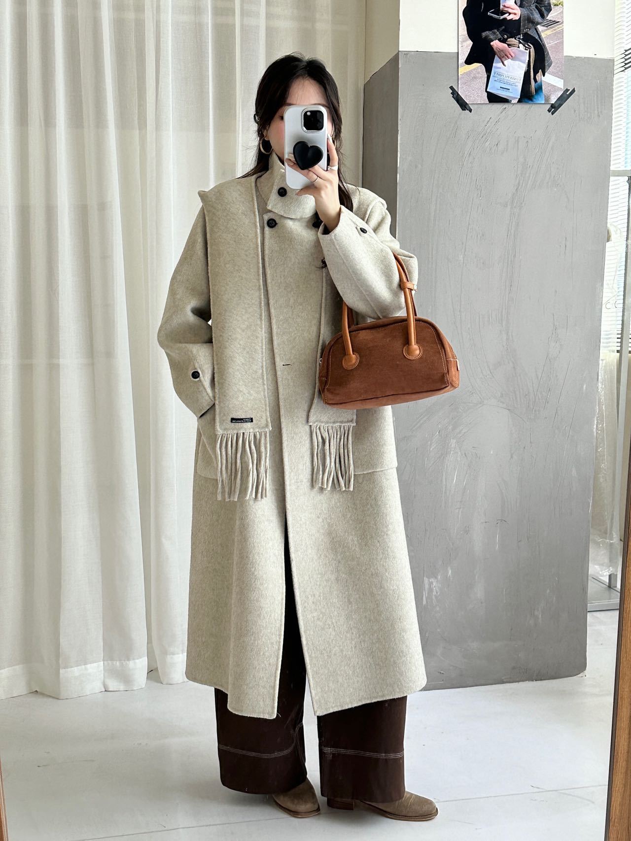 Scarf Style Double-Sided Cashmere Coat for Women Mid-Length 2025 Autumn Winter New High-End Korean Version Loose Woolen Jacket 241129