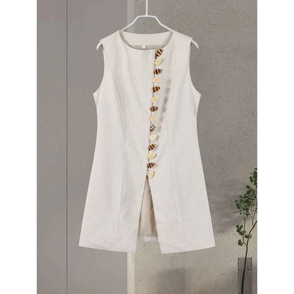 Cotton En Vest Mini Skirts Suits Women O Neck Single Breasted Lace Up Female 2025 Spring New Soft Solid Sets 2 Pieces