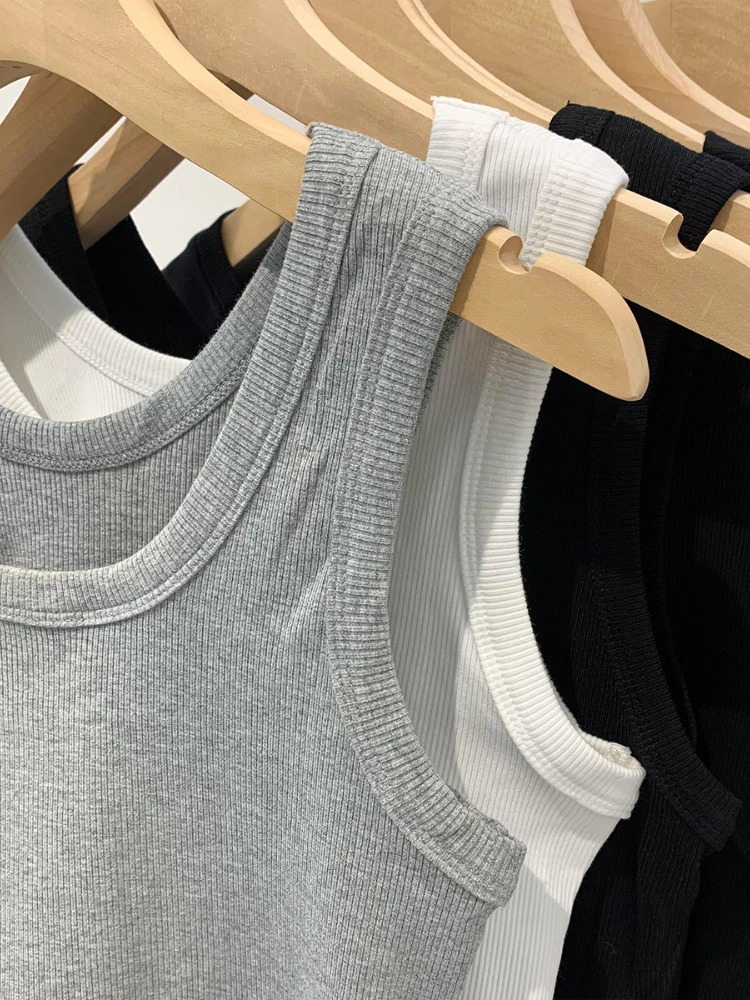 2025 Womens Soft Top Summer Tight Sexy Tank Knitted Bottom Sleeveless 250414Z