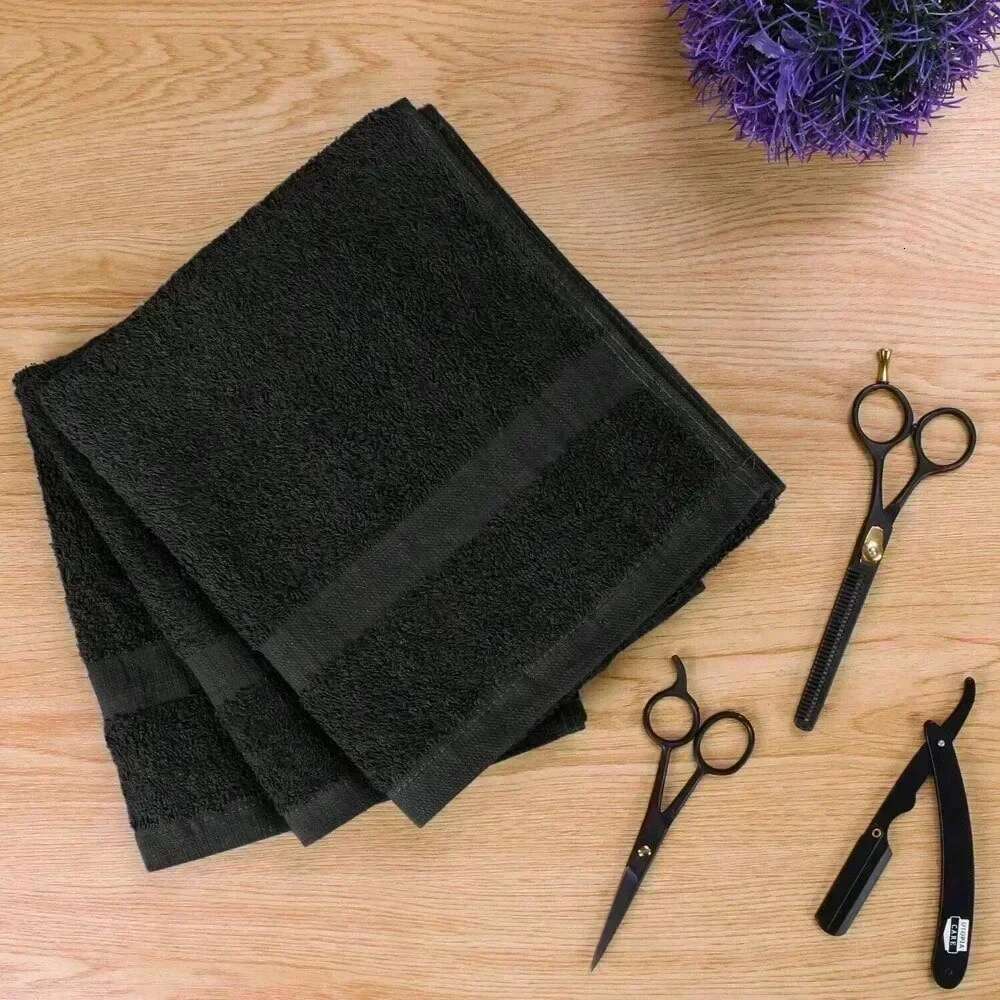Salon Towels 100% Cotton Pack Of 6 Black Spa Towel In 16X27 Inches.