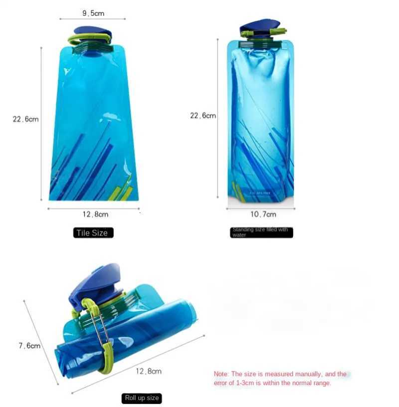Foldable Soft Water Bag 700ml Reusable Portable Ultra-Light Water Bag Outdoor Sports Hiking Camping Cycling Folding Water BagW251114