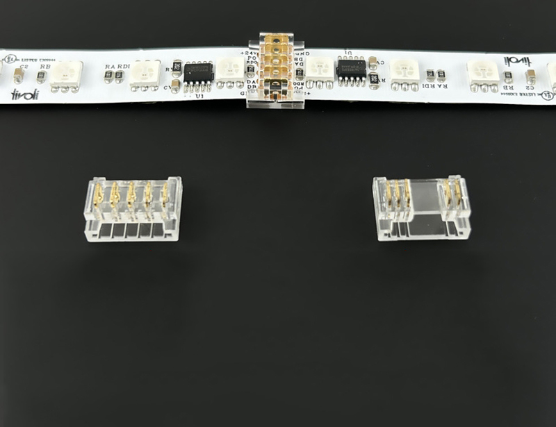 5pin RGBC SMD COB LED strip connector without dark area single head connection line L-shaped corner crystal buckle
