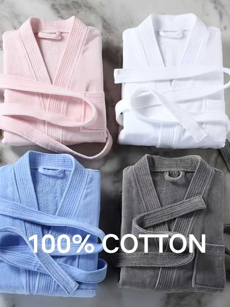 Hotel Bathrobe 100 Cotton Terry Brushed Heavyweight - Absorbent Waffle Kimono Robe for Spa Resort New Wearable Design C251115