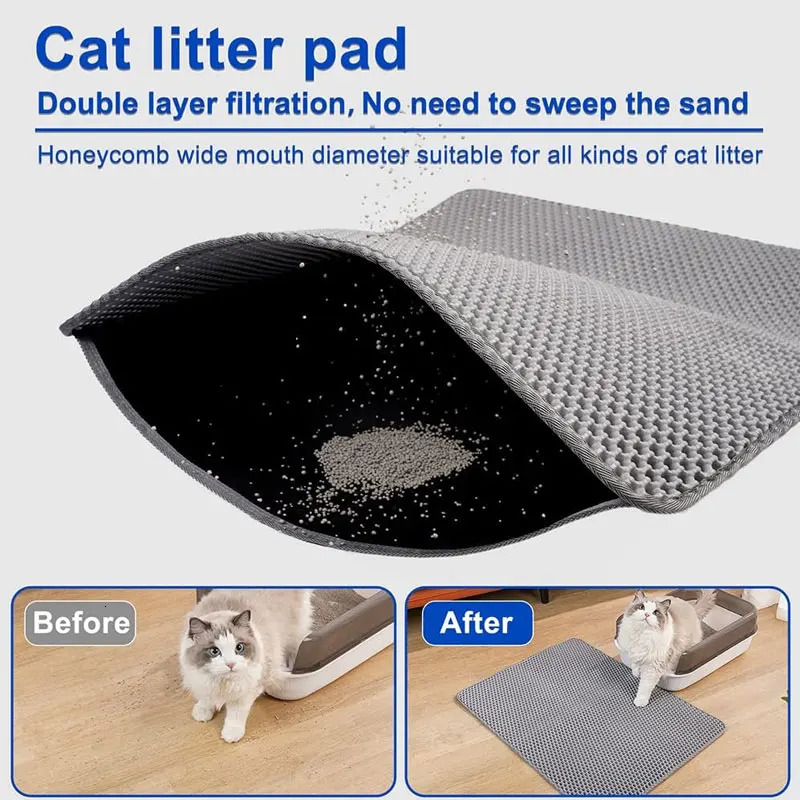 Pet Cat Litter Mat Waterproof Double Layer Cat Litter Trapping Pet Litter Box Mat Clean Pad Products For Cats Accessories 250414