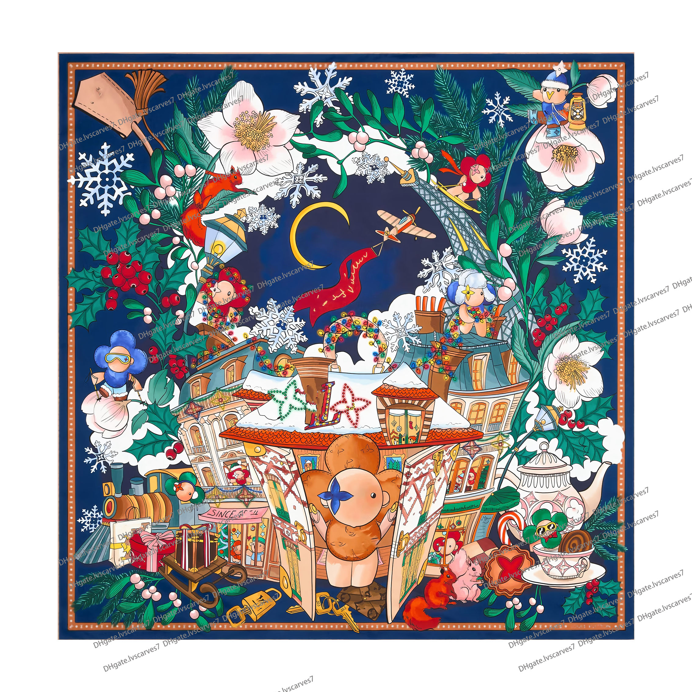 M97188 Top Silk Scarf Designer Women Fashion Scarf Luxurious elegant square scarf Classic vintage headscarf from renowned brand Multiple options headscarf 90cm