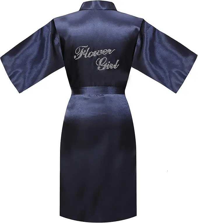 Flower Girl Silky Satin Solid Color Short Kimono Robe for Wedding Birthday Party Spa C251115